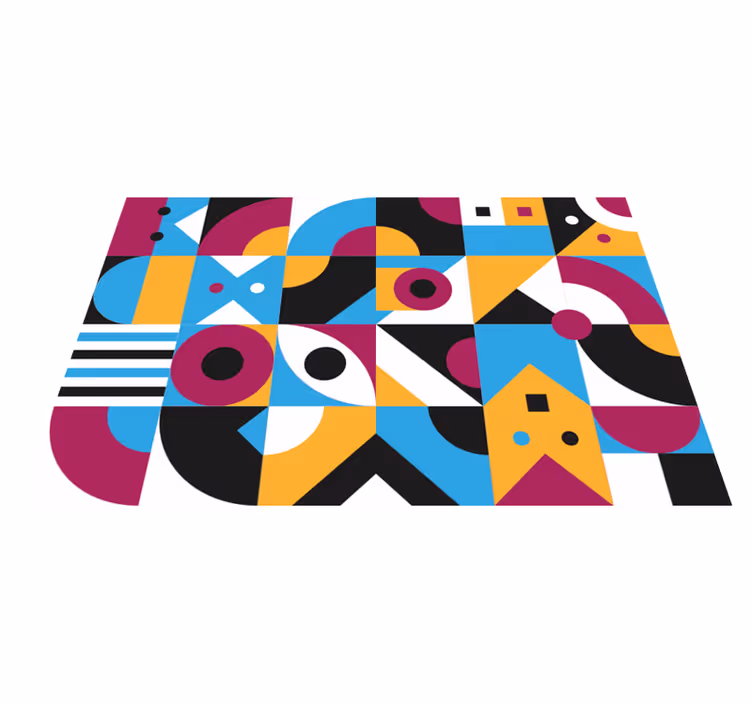 Geometric vinyl carpet in colored geometric shapes - TenStickers