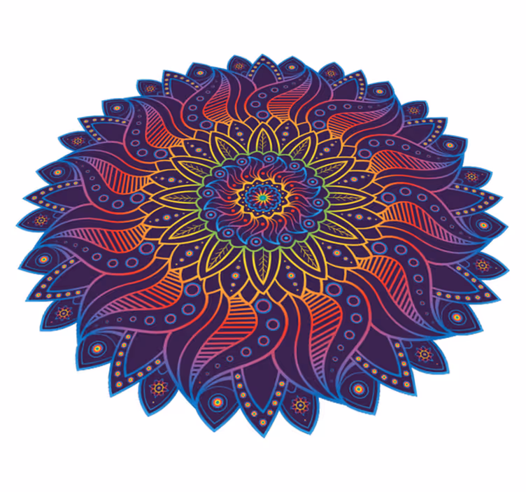 Geometric vinyl carpet rainbow mandala design - TenStickers