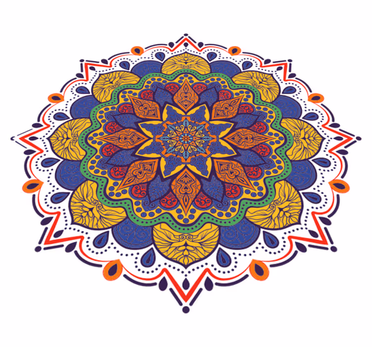 Geometric vinyl carpet colorful floral mandala - TenStickers