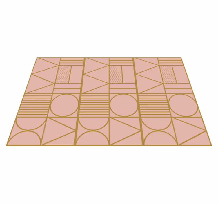 Geometric vinyl carpet in gold and pink blocks - TenStickers