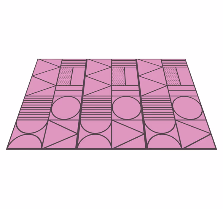 Geometric vinyl carpet in pink and grey blocks - TenStickers
