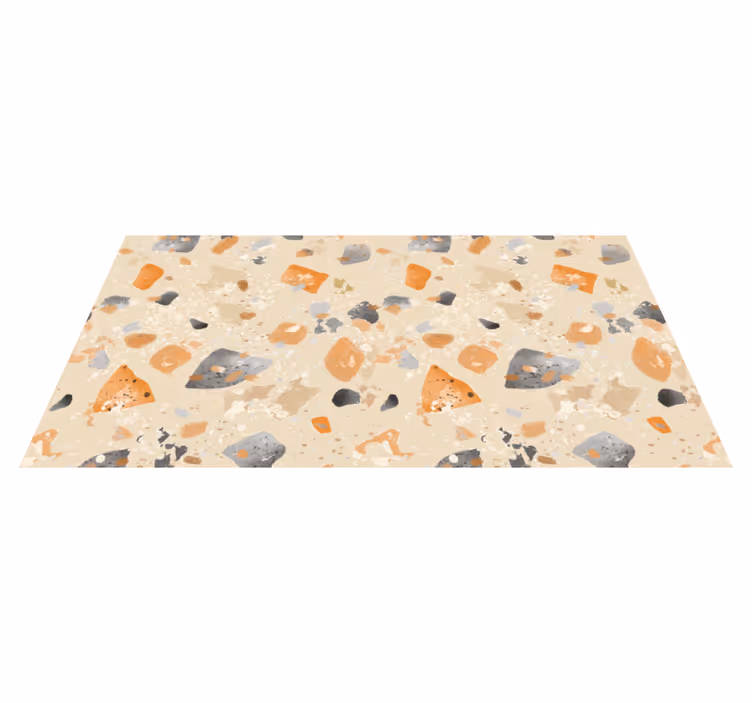 Geometric vinyl carpet with monochrome terrazzo design - TenStickers