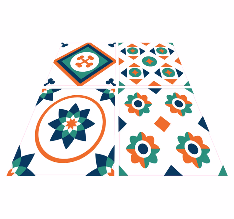 Geometric vinyl carpet inspired by geometric tiles - TenStickers