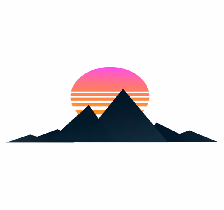 Geometric vinyl carpet mountain sunset - TenStickers