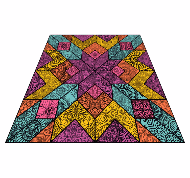 Geometric vinyl carpet in vibrant patterns - TenStickers