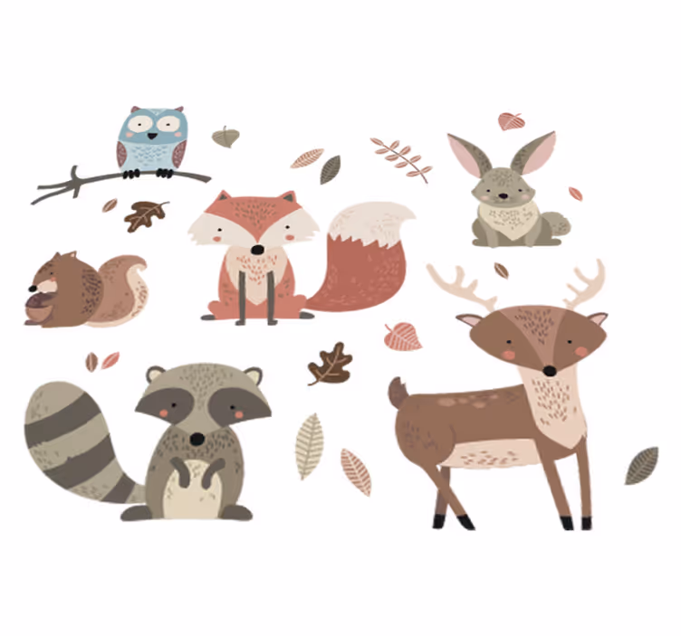 Kids vinyl carpet autumn animal stickers - TenStickers