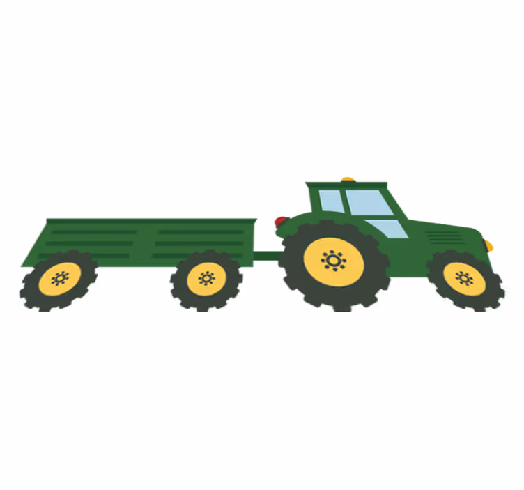 Kids vinyl carpet green tractor and wagon - TenStickers