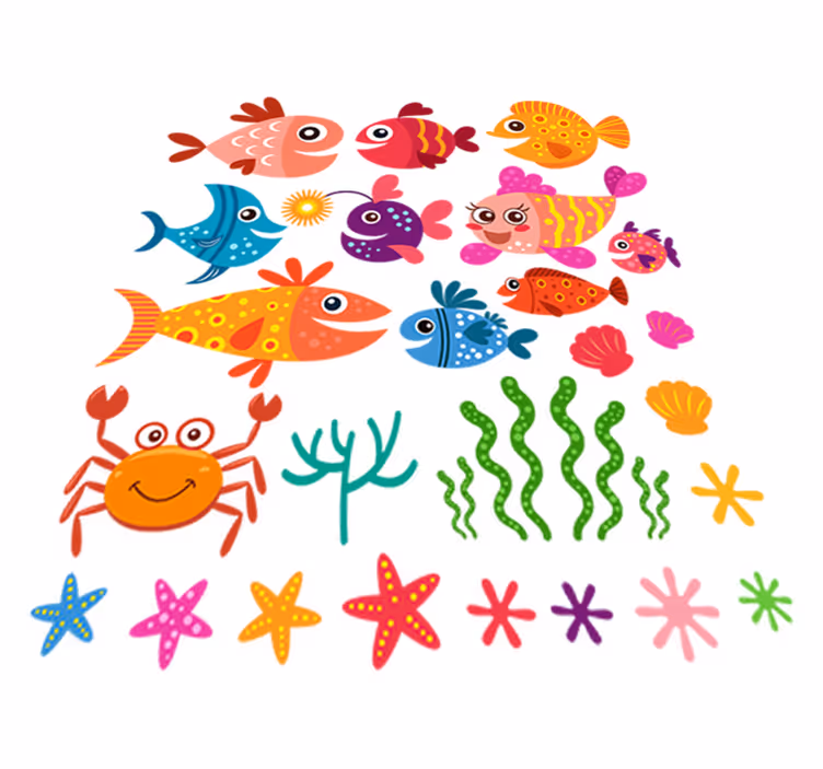 Kids vinyl carpet colorful baby fish design - TenStickers