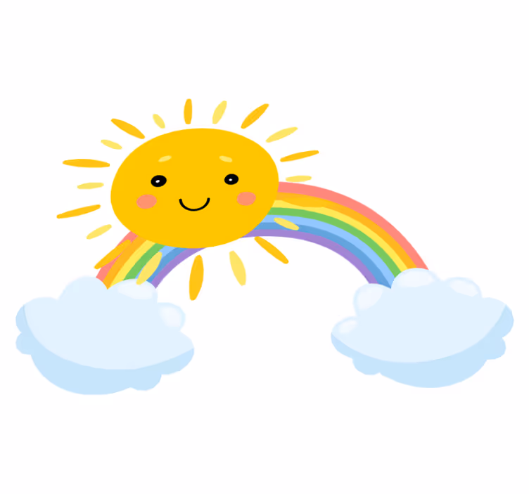 Kids vinyl carpet with sky cartoon sun and rainbow - TenStickers