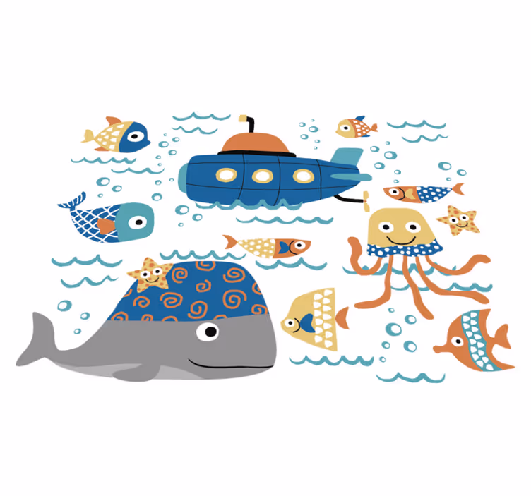 Kids vinyl carpet with marine designs - TenStickers