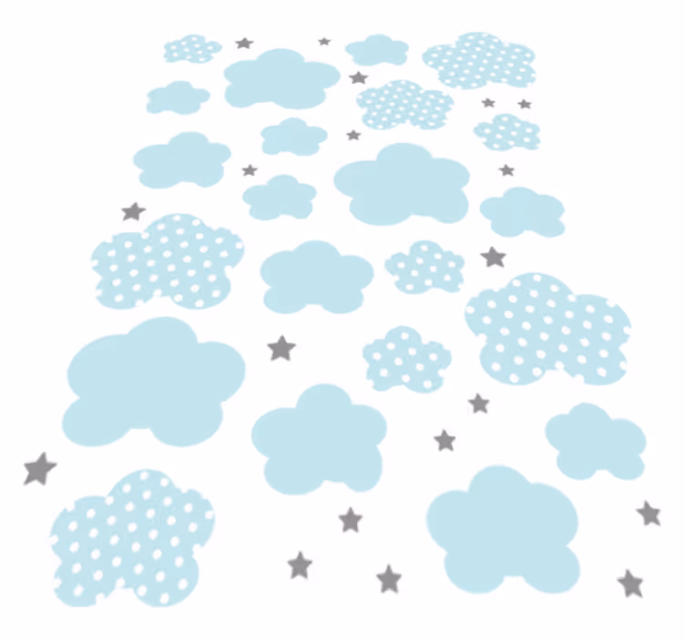 Kids vinyl carpet with blue clouds and grey stars - TenStickers