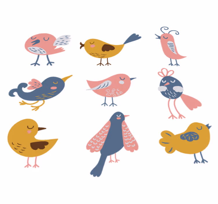 Kids vinyl carpet nine bird sticker decal - TenStickers