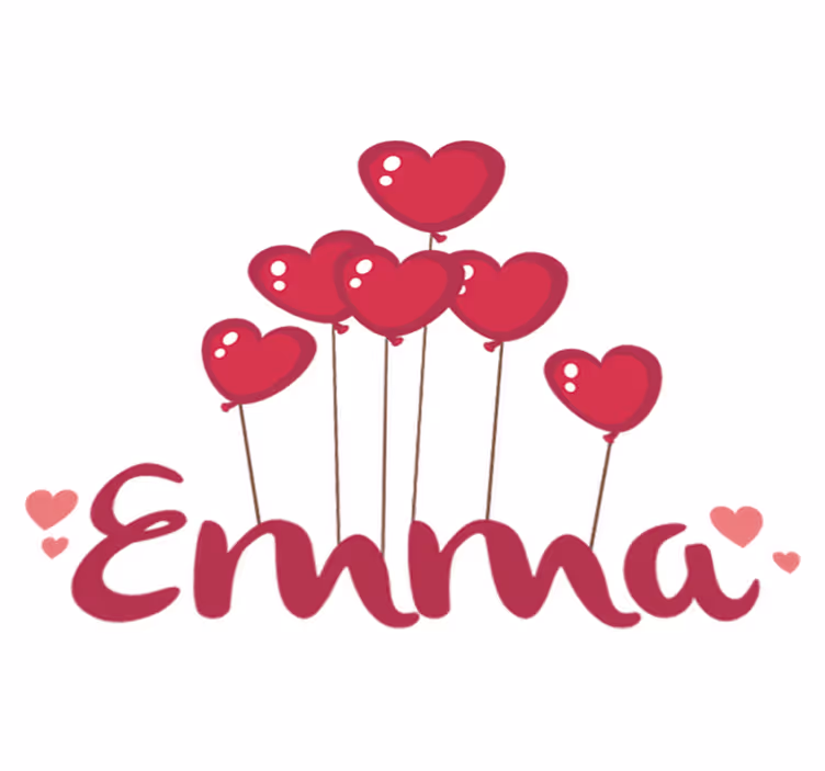 Kids vinyl carpet with heart balloons and name - TenStickers