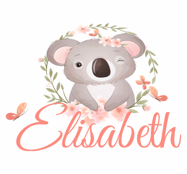 Kids vinyl carpet cute koala animal with name - TenStickers