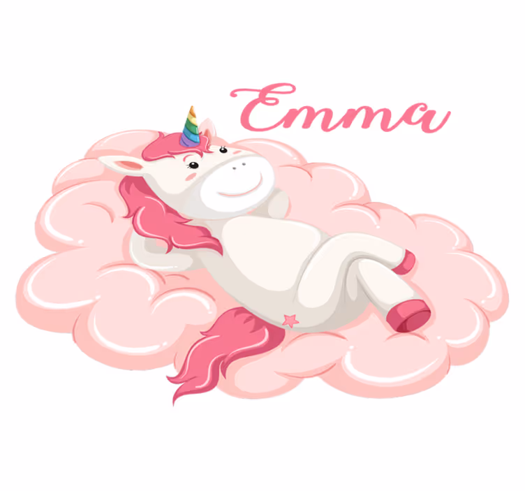 Kids vinyl carpet personalized unicorn on a cloud - TenStickers