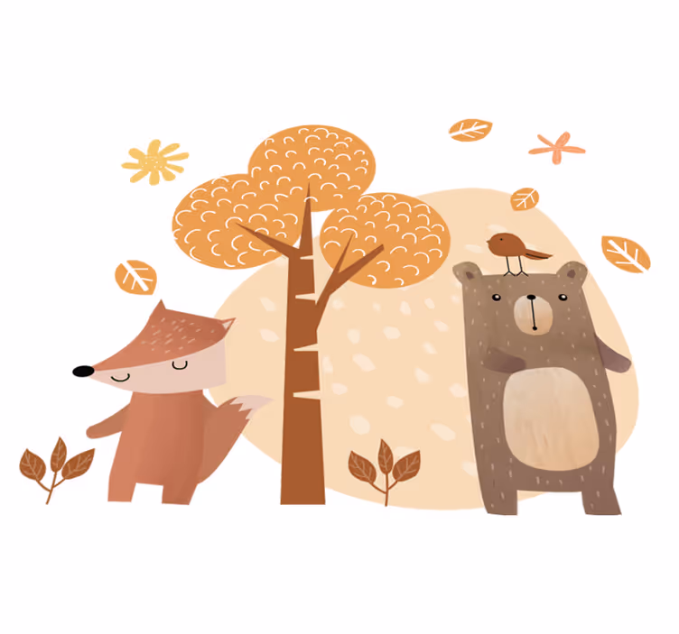 Kids vinyl carpet animals and tree - TenStickers