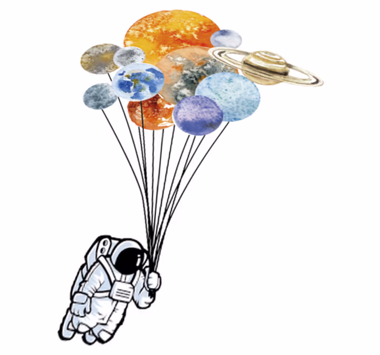 Kids vinyl carpet astronaut with colorful balloons - TenStickers