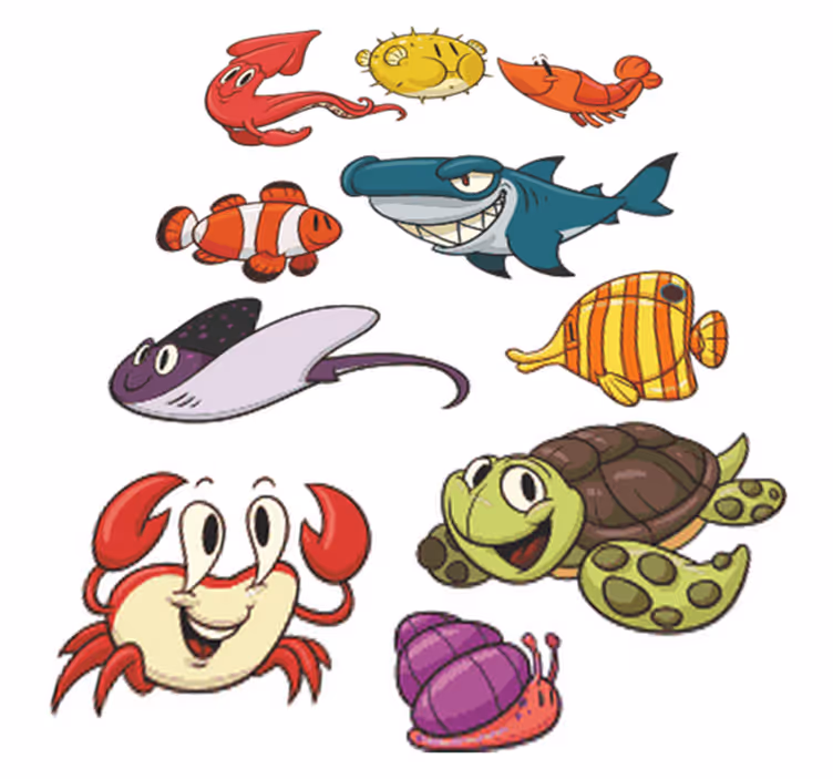 Kids vinyl carpet colorful fish set - TenStickers