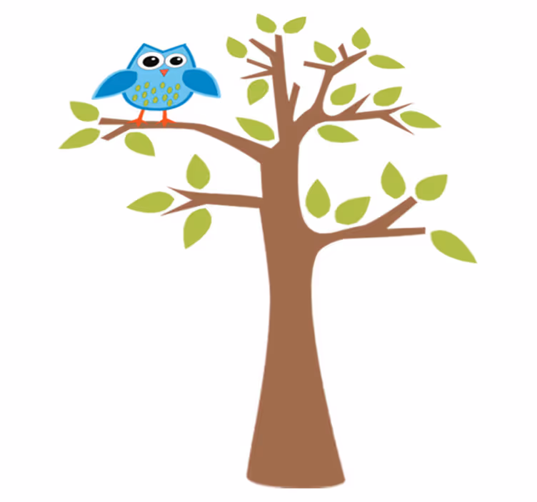 Kids vinyl carpet tree with blue owl design - TenStickers