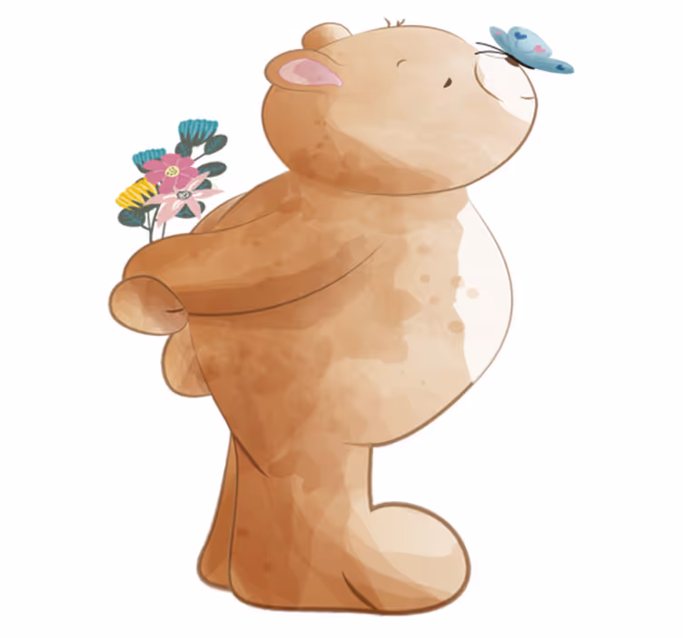 Kids vinyl carpet with bear and butterfly sticker - TenStickers