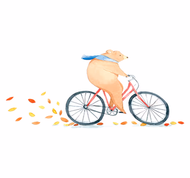 Kids vinyl carpet bear on a bike - TenStickers