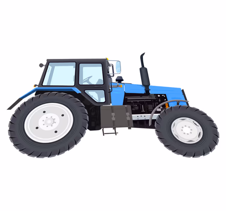 Kids vinyl carpet with blue modern tractor design - TenStickers