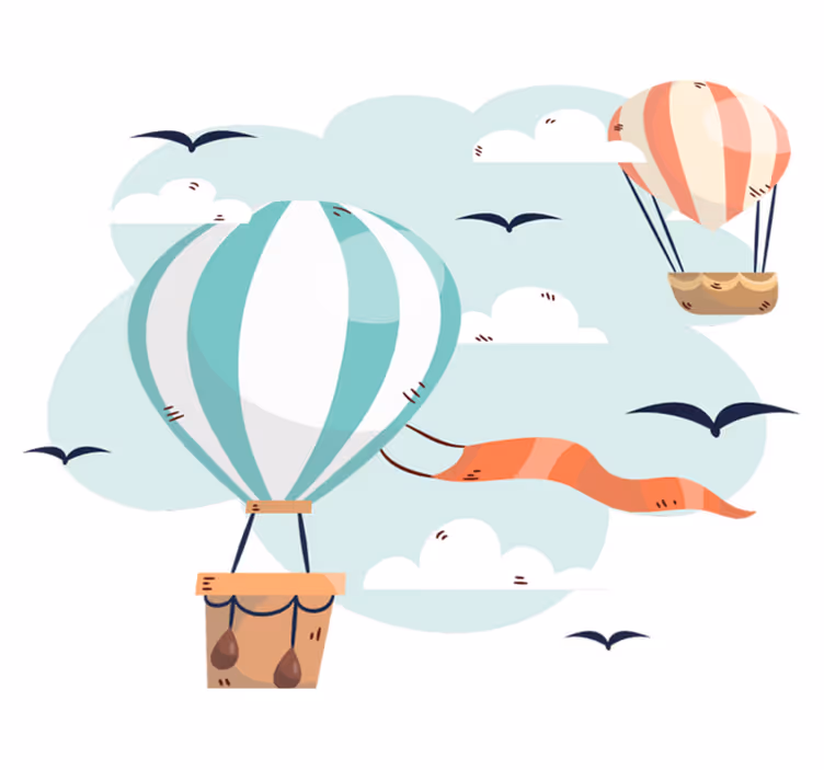 Kids vinyl carpet hot air balloons and clouds - TenStickers