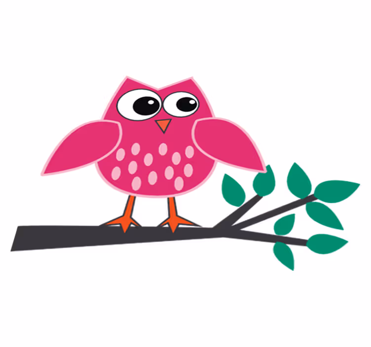 Kids vinyl carpet pink owl on a branch - TenStickers