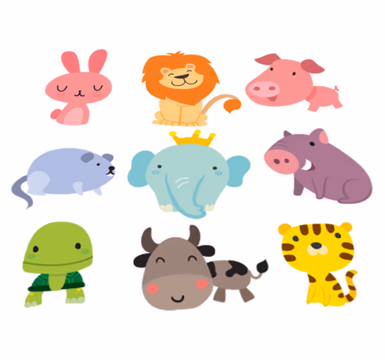 Kids vinyl carpet with animal stickers - TenStickers