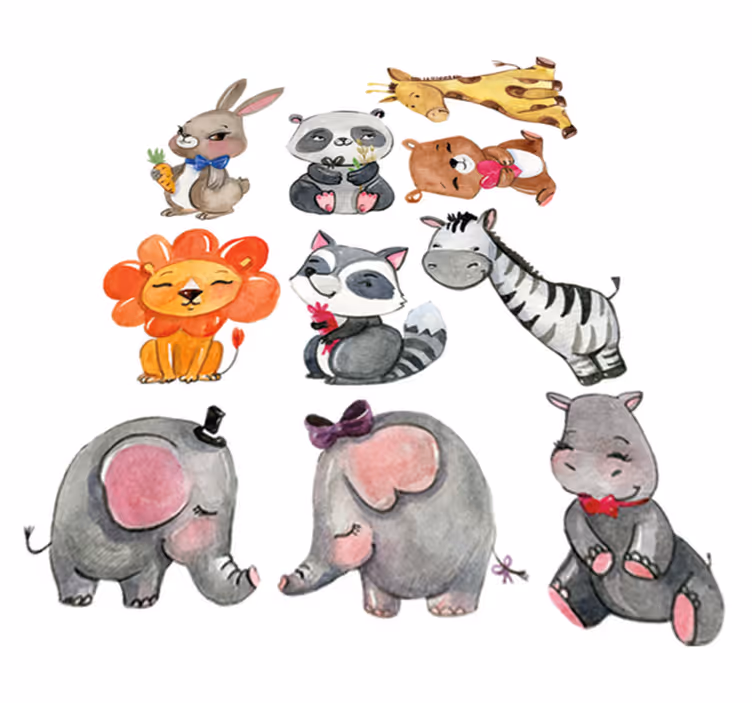 Kids vinyl carpet jungle animal sticker sheet - TenStickers