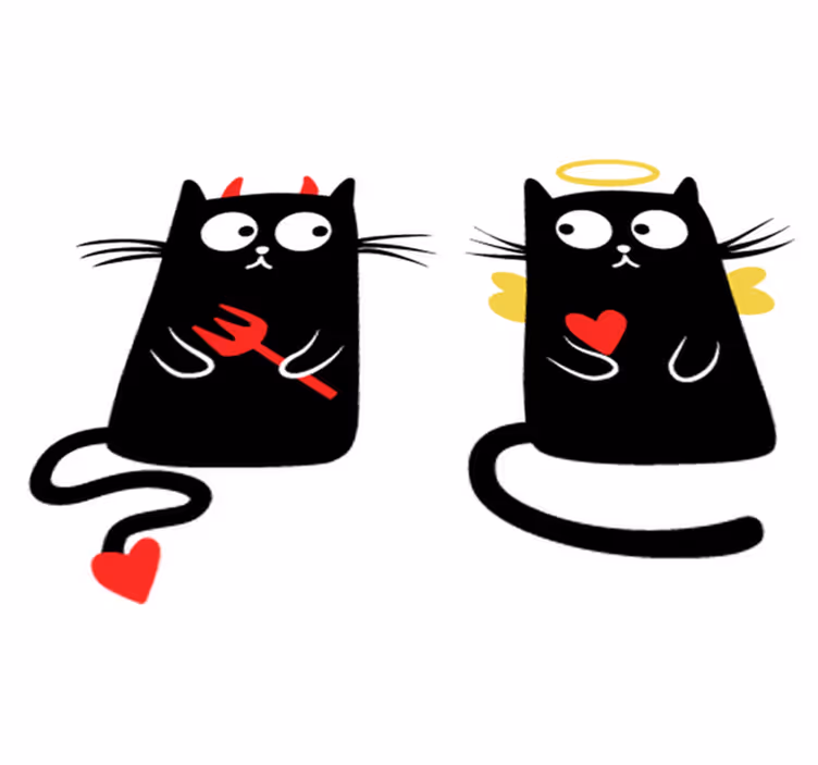 Kids vinyl carpet good and bad cat design - TenStickers