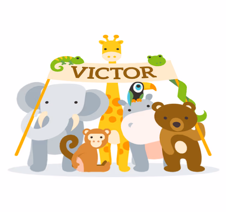 Kids vinyl carpet featuring personalized animals - TenStickers