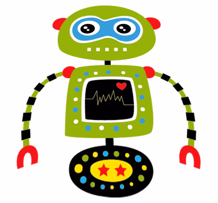 Kids vinyl carpet green robot - TenStickers