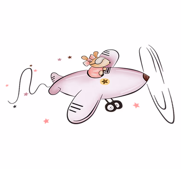 Kids vinyl carpet little mouse on an airplane - TenStickers