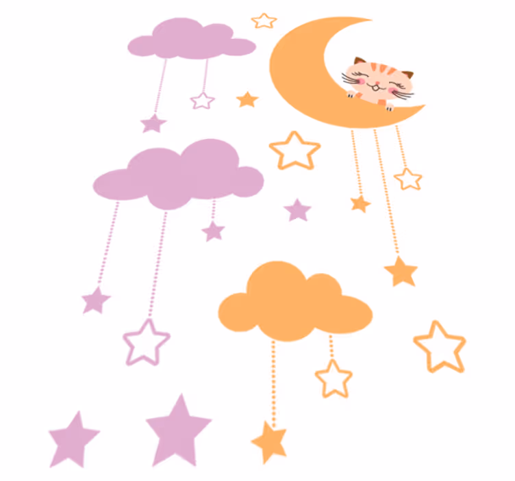 Kids vinyl carpet moon cat sticker - TenStickers