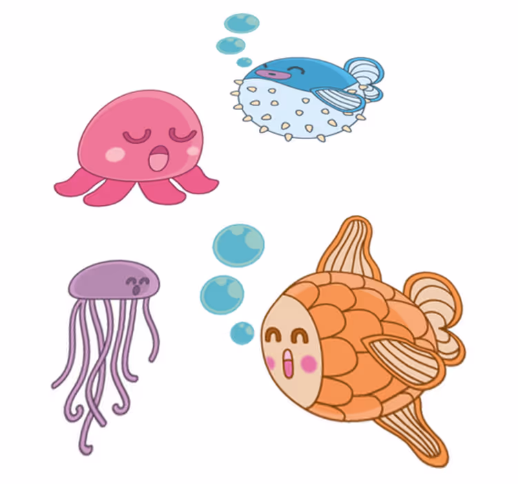 Kids vinyl carpet fish illustration sticker - TenStickers