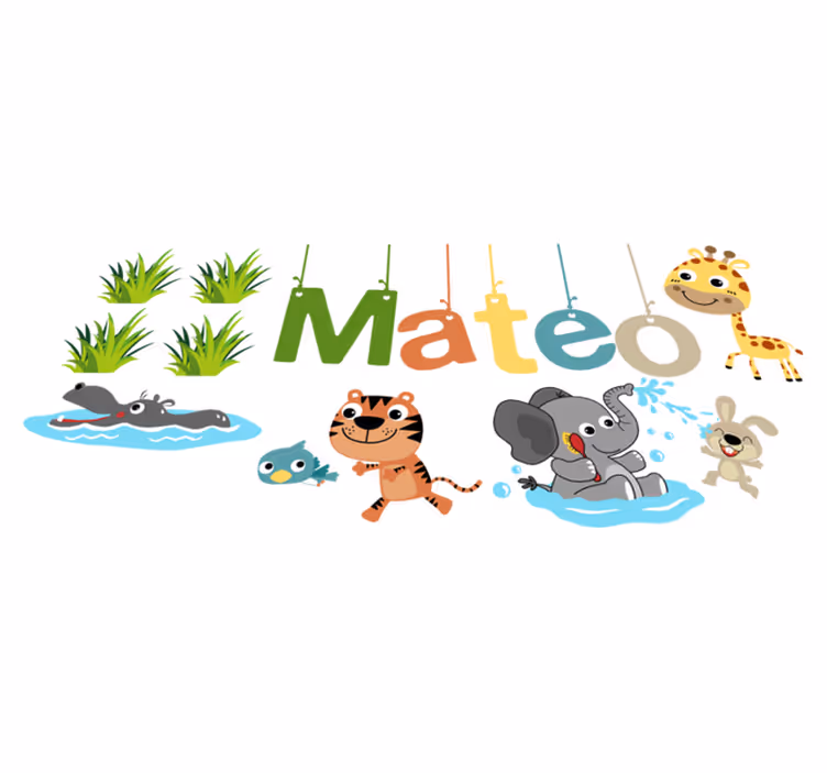 Kids vinyl carpet with personalized jungle animals sticker - TenStickers