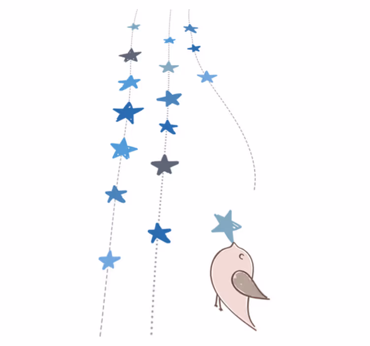 Kids vinyl carpet with blue stars and birds - TenStickers