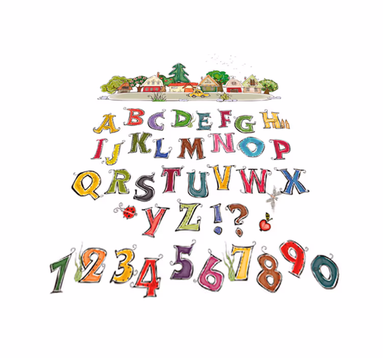 Kids vinyl carpet with vibrant letters and digits - TenStickers