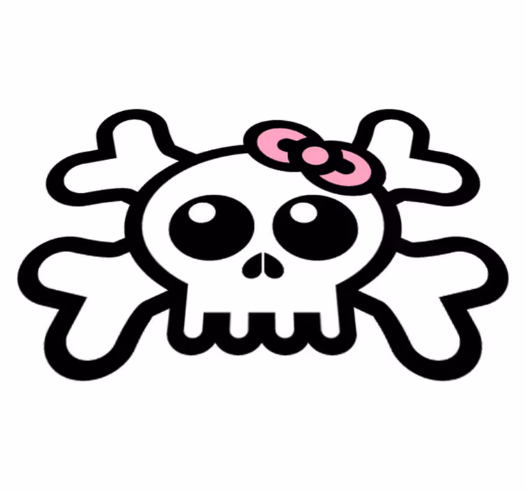 Kids vinyl carpet skull with ribbon design - TenStickers