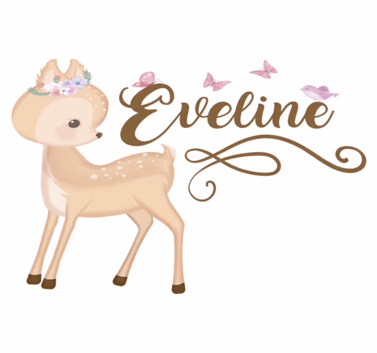 Kids vinyl carpet personalised deer sticker - TenStickers