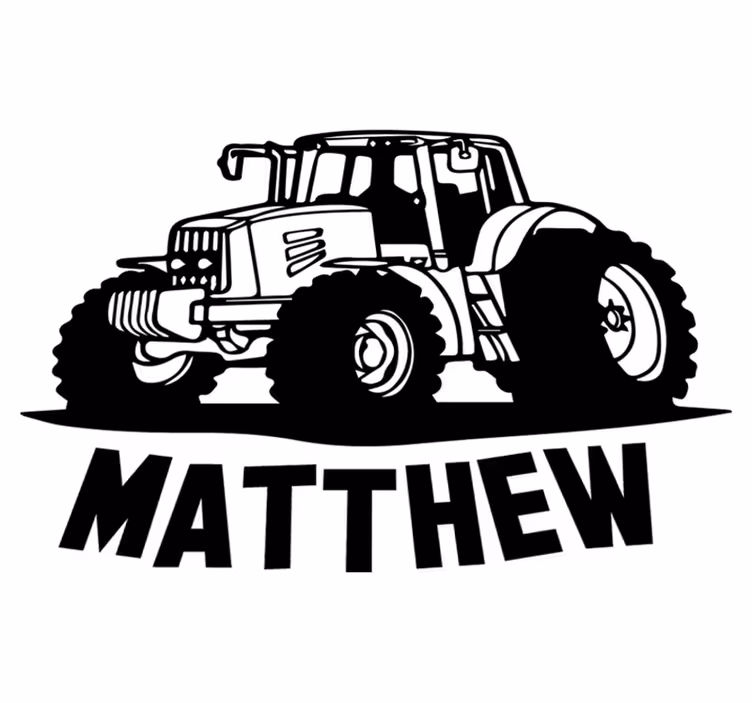 Kids vinyl carpet tractor silhouette with name - TenStickers