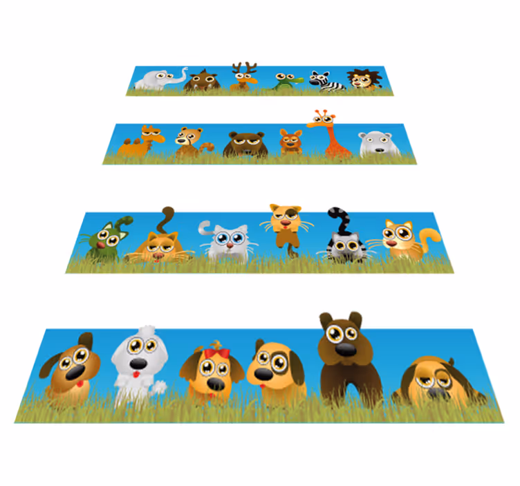 Kids vinyl carpet stripes with animals design - TenStickers
