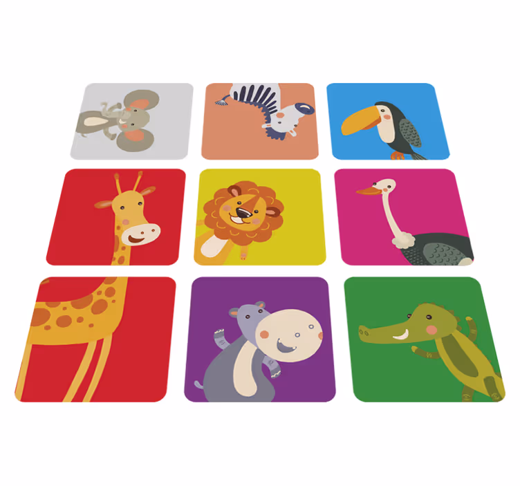 Kids vinyl carpet colorful animal tiles - TenStickers