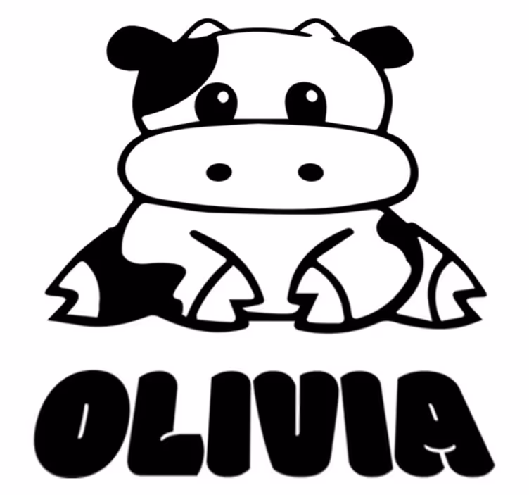 Kids vinyl carpet black and white cow personalized - TenStickers