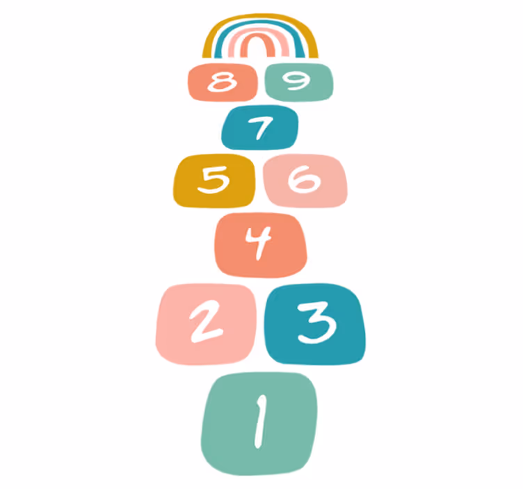 Kids vinyl carpet hopscotch with rainbow design - TenStickers