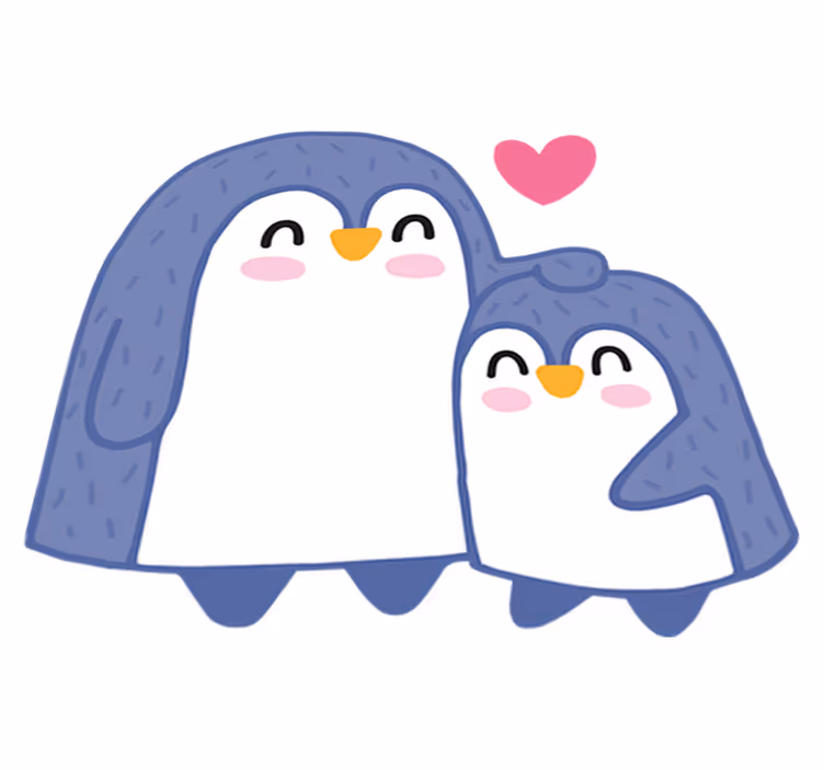 Kids vinyl carpet mum and baby penguin design - TenStickers