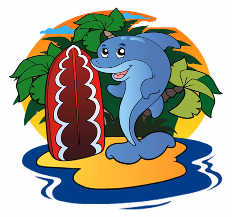 Kids vinyl carpet surfing dolphin - TenStickers