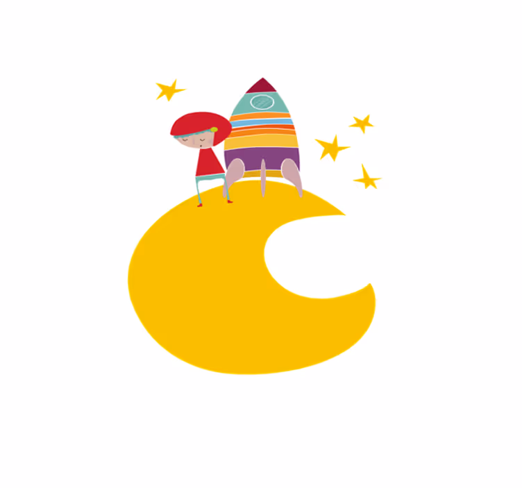 Kids vinyl carpet rocket on the moon - TenStickers