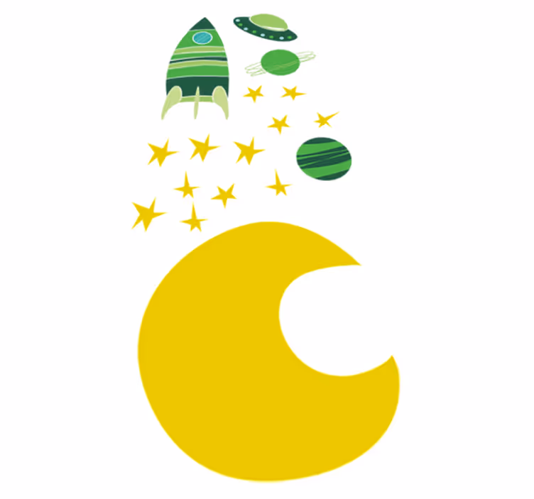Kids vinyl carpet space-themed green tones - TenStickers